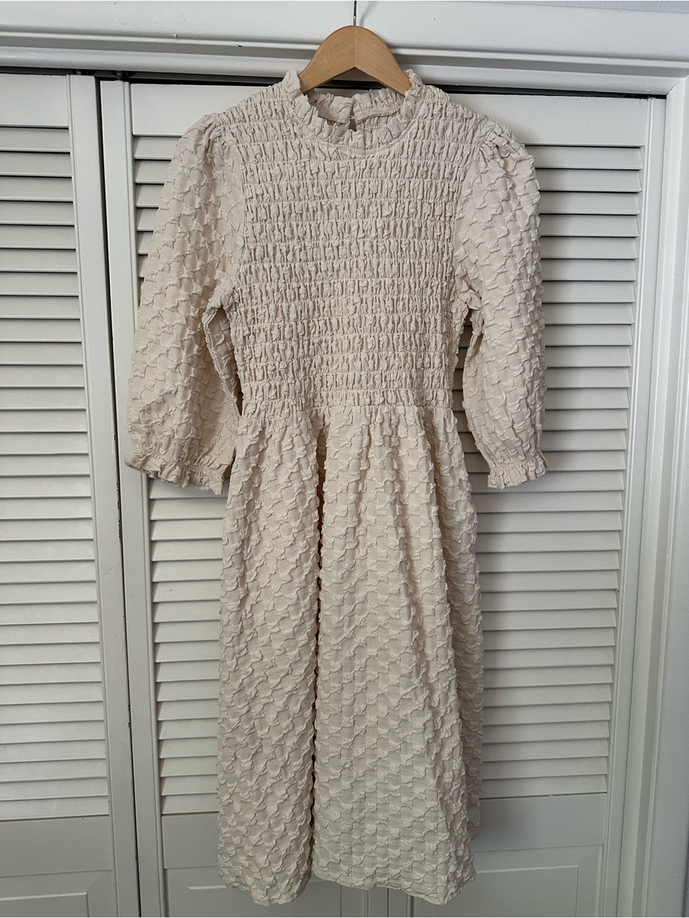 Polagram Ivory Smocked Midi Dress NWT